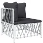 Juego de muebles de jardín 6 piezas con cojines acero blanco de vidaXL, Conjuntos de jardín - Ref: Foro24-3186886, Precio: 37...