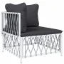 Juego de muebles de jardín 10 piezas con cojines acero blanco de vidaXL, Conjuntos de jardín - Ref: Foro24-3186930, Precio: 6...
