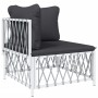Juego de muebles de jardín 10 piezas con cojines acero blanco de vidaXL, Conjuntos de jardín - Ref: Foro24-3186930, Precio: 6...