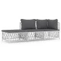 Juego de muebles de jardín 3 piezas con cojines acero blanco de vidaXL, Conjuntos de jardín - Ref: Foro24-3186846, Precio: 17...