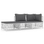 Juego de muebles de jardín 3 piezas con cojines acero blanco de vidaXL, Conjuntos de jardín - Ref: Foro24-3186846, Precio: 17...