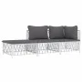 Juego de muebles de jardín 3 piezas con cojines acero blanco de vidaXL, Conjuntos de jardín - Ref: Foro24-3186846, Precio: 17...