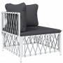 Juego de muebles de jardín 3 piezas con cojines acero blanco de vidaXL, Conjuntos de jardín - Ref: Foro24-3186846, Precio: 17...