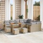 Conjunto de sofá de jardín con cojín 13 pcs beige y gris claro en Sofás de exterior | Comprar online en Foru.es