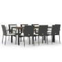 Set de comedor de jardín 9 pzas y cojines ratán sintético negro de vidaXL, Conjuntos de jardín - Ref: Foro24-3157968, Precio:...