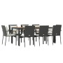 Set de comedor de jardín 9 pzas y cojines ratán sintético negro de vidaXL, Conjuntos de jardín - Ref: Foro24-3157968, Precio:...