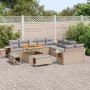 Conjunto de sofá de jardín 13 pcs Beige ratán sintético en Sofás de exterior | Comprar online en Foru.es