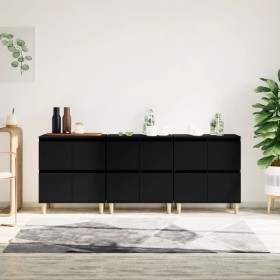 Aparadores 3 uds madera contrachapada negro 60x35x70 cm de vidaXL, Aparadores - Ref: Foro24-3185768, Precio: 228,63 €, Descue...