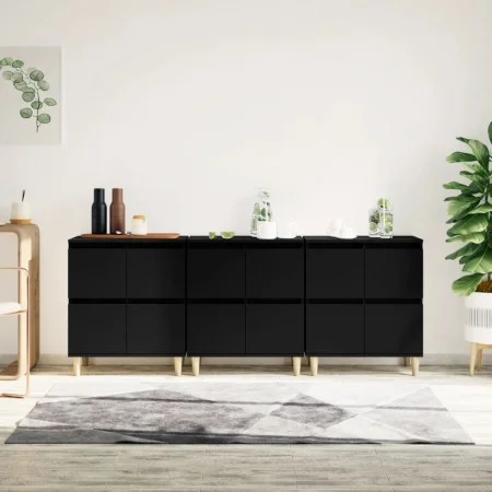 Aparadores 3 uds madera contrachapada negro 60x35x70 cm de vidaXL, Aparadores - Ref: Foro24-3185768, Precio: 225,29 €, Descue...