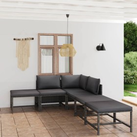 Set de muebles de jardín 6 pzas y cojines ratán sintético gris en Conjuntos de jardín | Comprar online en Foru.es