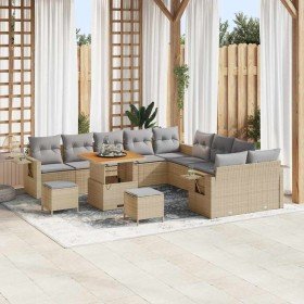 Conjunto de sofá de jardín 13 pcs Beige ratán sintético en Sofás de exterior | Comprar online en Foru.es