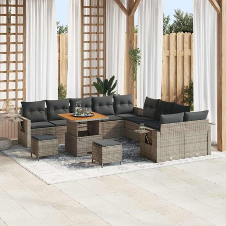 Conjunto de sofá de jardín 13 pcs Gris ratán sintético en Sofás de exterior | Comprar online en Foru.es