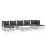 Juego de muebles de jardín 8 piezas con cojines acero blanco de vidaXL, Conjuntos de jardín - Ref: Foro24-3186906, Precio: 47...