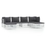 Juego de muebles de jardín 6 piezas con cojines acero blanco de vidaXL, Conjuntos de jardín - Ref: Foro24-3186900, Precio: 35...