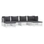 Juego de muebles de jardín 6 piezas con cojines acero blanco de vidaXL, Conjuntos de jardín - Ref: Foro24-3186900, Precio: 35...