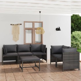 Set de muebles de jardín 6 pzas y cojines ratán sintético gris en Conjuntos de jardín | Comprar online en Foru.es