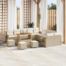 Conjunto de sofá de jardín 14 pcs Beige ratán sintético en Sofás de exterior | Comprar online en Foru.es