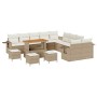 Conjunto de sofá de jardín 14 pcs Beige ratán sintético en Sofás de exterior | Comprar online en Foru.es