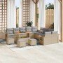 Conjunto de sofá de jardín 14 pcs Beige ratán sintético en Sofás de exterior | Comprar online en Foru.es