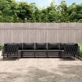Juego muebles de jardín 7 pzas y cojines acero gris antracita de vidaXL, Conjuntos de jardín - Ref: Foro24-3186923, Precio: 6...