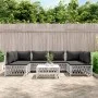 Juego de muebles de jardín 7 piezas acero con cojines blanco de vidaXL, Conjuntos de jardín - Ref: Foro24-3186910, Precio: 45...