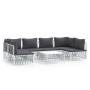 Juego de muebles de jardín 7 piezas acero con cojines blanco de vidaXL, Conjuntos de jardín - Ref: Foro24-3186910, Precio: 46...