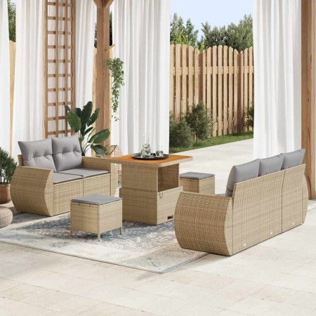 Conjunto de sofá de jardín con cojín 8 pcs Beige y Gris Claro en Sofás de exterior | Comprar online en Foru.es