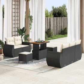 Conjunto de sofá de jardín 8 pcs Negro y crema ratán sintético en Sofás de exterior | Comprar online en Foru.es