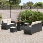 Conjunto de sofá de jardín 8 pcs Negro y crema ratán sintético en Sofás de exterior | Comprar online en Foru.es