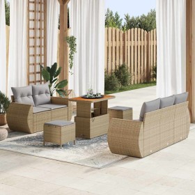 Conjunto de sofá de jardín con cojín 8 pcs Beige y Gris Claro en Sofás de exterior | Comprar online en Foru.es