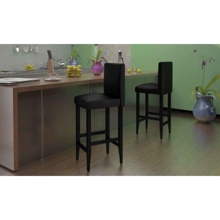 Taburetes de bar 6 unidades de cuero artificial negro de vidaXL, Taburetes de cocina - Ref: Foro24-160716, Precio: 610,83 €, ...