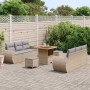 Conjunto de sofá de jardín con cojín 9 pcs Beige y Gris Claro en Sofás de exterior | Comprar online en Foru.es