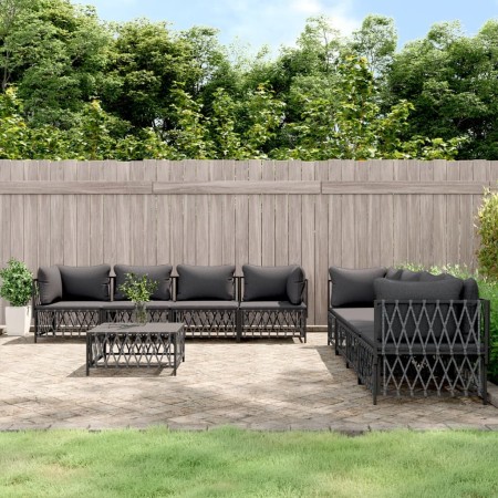 Juego muebles de jardín 9 pzas y cojines acero gris antracita de vidaXL, Conjuntos de jardín - Ref: Foro24-3186831, Precio: 8...