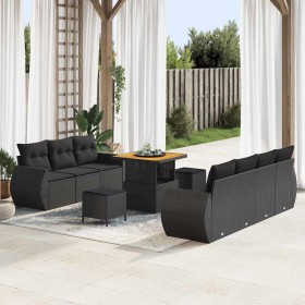 Conjunto de sofá de jardín 10 pcs Negro ratán sintético en Sofás de exterior | Comprar online en Foru.es