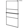 Shower screen with ESG glass shelf and black aluminum 115x195cm by vidaXL, Shower walls and screens - Ref: Foro24-3185479, Pr...