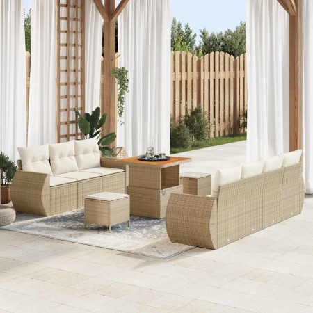 Conjunto de sofá de jardín 10 pcs Beige y Crema ratán sintético en Sofás de exterior | Comprar online en Foru.es