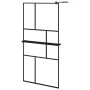Shower screen with ESG glass shelf and black aluminum 100x195cm by vidaXL, Shower walls and screens - Ref: Foro24-3185472, Pr...