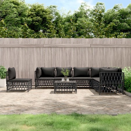 Juego de muebles de jardín 8 pzas con cojines acero antracita de vidaXL, Conjuntos de jardín - Ref: Foro24-3186891, Precio: 7...
