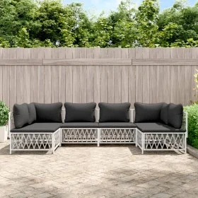 Juego de muebles de jardín 6 piezas con cojines acero blanco de vidaXL, Conjuntos de jardín - Ref: Foro24-3186908, Precio: 41...