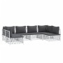 Juego de muebles de jardín 6 piezas con cojines acero blanco de vidaXL, Conjuntos de jardín - Ref: Foro24-3186908, Precio: 42...
