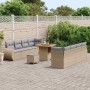 Conjunto de sofá de jardín 11 pcs Beige Poliratán en Sofás de exterior | Comprar online en Foru.es