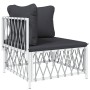 Juego de muebles de jardín 10 piezas con cojines acero blanco de vidaXL, Conjuntos de jardín - Ref: Foro24-3186926, Precio: 6...