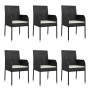 Set de comedor de jardín 7 pzas y cojines ratán sintético negro de vidaXL, Conjuntos de jardín - Ref: Foro24-3185014, Precio:...