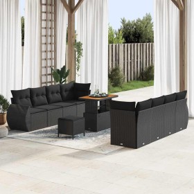 Conjunto de sofá de jardín 11 pcs Negro Poliratán en Sofás de exterior | Comprar online en Foru.es