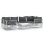 Juego de muebles de jardín 7 piezas acero y cojines blanco de vidaXL, Conjuntos de jardín - Ref: Foro24-3186920, Precio: 443,...