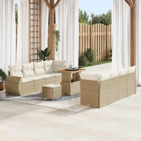 Conjunto de sofá de jardín 11 pcs Beige Poliratán en Sofás de exterior | Comprar online en Foru.es