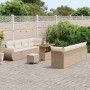 Conjunto de sofá de jardín 11 pcs Beige Poliratán en Sofás de exterior | Comprar online en Foru.es