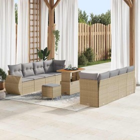 Conjunto de sofá de jardín 11 pcs Beige Poliratán en Sofás de exterior | Comprar online en Foru.es