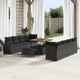 Conjunto de sofá de jardín 11 pcs Negro Poliratán en Sofás de exterior | Comprar online en Foru.es