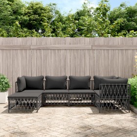 Juego de muebles de jardín 6 pzas con cojines acero antracita de vidaXL, Conjuntos de jardín - Ref: Foro24-3186893, Precio: 5...